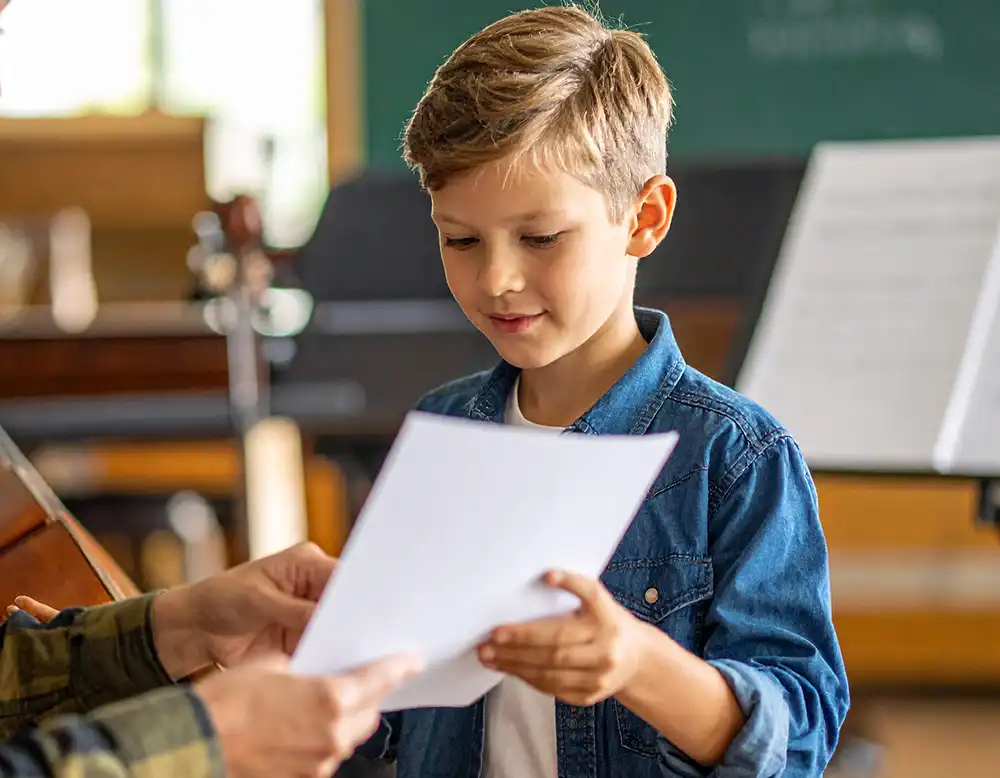 enfant-bilan-fin-dannee La pédagogie bilan de fin d'année à l'école de musique La Lyre Mélusine, Lusignan
